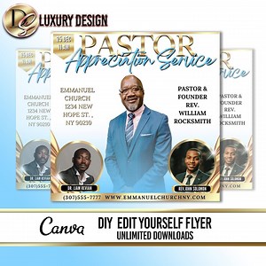 Pastor Appreciation Flyer Template: Editable Church Service Design (PDF) - Etsy