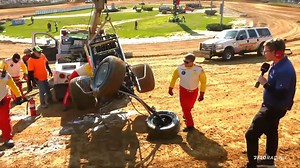 Scary ride for Saban Bibent in USAC Racing qualifying at Lawrenceburg Speedway! Thankfully he's okay. But, can't say the same for his #USAC Sprint Car. | FloRacing
