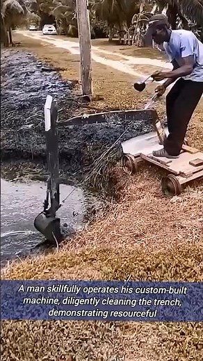 Hand-Built Ditch Digger Works Wonders​. Clearing the Trench, Simply Effective