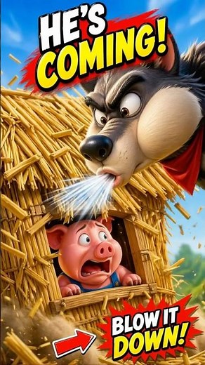 The Three Little Pigs and the Big Bad Wolf🐺😳#shorts#moralstory#youtubeshorts #moralstory #kids