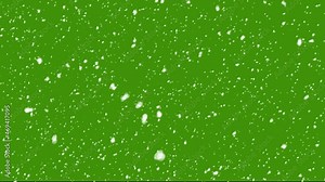 Winter Snow, Falling snow animation loop Slow motion green screen background Stock Video