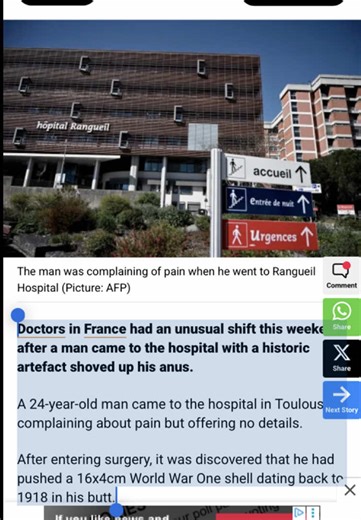 Hôpital évacué à Toulouse : un homme avec un obus WWI