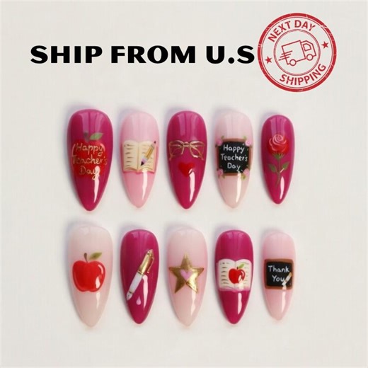 Nurses Day Press on Nails, Red Cross Stethoscope Heartbeat Nails, Happy Nurses Week Almond Nails, Medical Nurse Gift, Gift for Doctor - Etsy