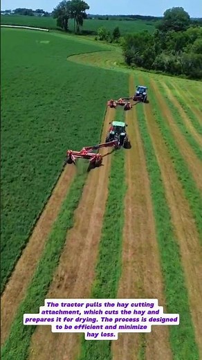 Efficient Hay Cutting: Tractors at Work in the Fields
