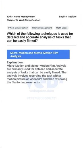 Work Simplification in Home Management 12th Grade