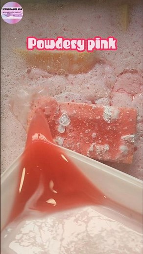 ASMR Lavender Vim powder & saved liquids🤍🎀 Pink suds🩷 #shorts #asmrsponge #spongesqueezing #sponge