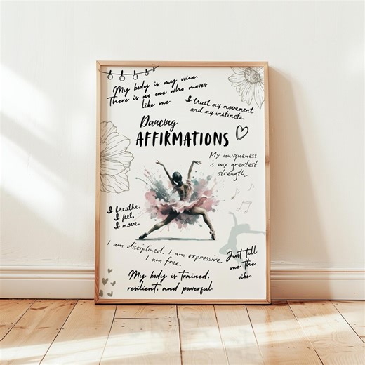 Dance Poster Printable: Dancing Affirmation Print, Motivational Dance Wall Art for Girls (digital Download) - Etsy