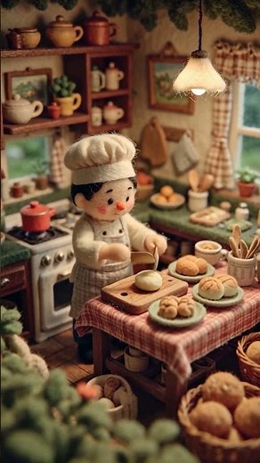 Cozy Miniature Cooking | Mini Chef kneading dough