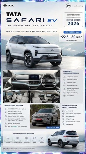 EV Tata Safari EV 🔥 First Look, Expected Price & Launch 2026 | India's 7-Seater Electric SUV