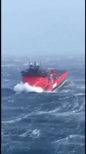 Offshore Supply Vessel Battles Massive Waves in the North Atlantic