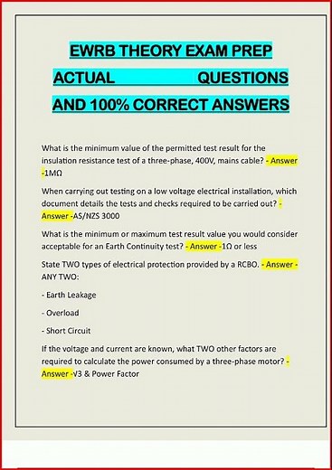Ewrb Theory Exam Prep Actual Questions And 100 Correct Answe video