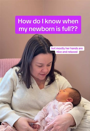 How can you tell if your newborn is full? Often you will think they are plenty but they can still show signs of hunger like rooting which can be really confusing! Here are some other ways you can tell: relaxed hands, making an O shape with their mouth, give them a pacifier and see if it calms them and helps them digest. If they keep spitting the paci out and rooting, they are probably still hungry! Give them more in small increments. And remember, the worst thing that will happen if you over fee