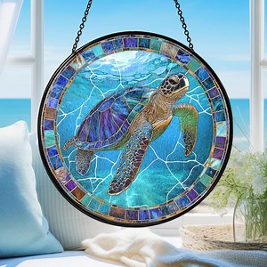 Sea Turtle Stained Glass Suncatcher: Window Hanging, Turtle Lover Gift - Etsy