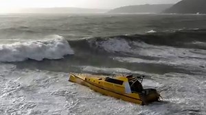 Here's an epic slow motion sequence of Thunder Child II hit by a couple of massive waves during Storm Brendan today, beautifully shows the power and majesty of the sea. A nice video follows. | Safehaven Marine