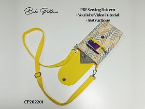 Crossbody Phone Bag PDF Sewing Pattern: Zippered Pocket, Video Tutorial (A1, A4, Letter) - Etsy
