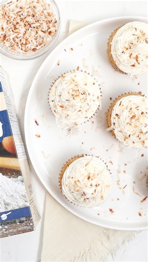 Coconut Cupcakes. This is easily one of my most requested desserts! Using @xobakingco makes these coconut cupcakes so simple, and they turn out perfectly soft, fluffy, and moist every time. If you love coconut, these are a must-bake! Comment “coconut” and I’ll send you the full printable recipe! Ingredients • 1 ¼ cups XO Baking Gluten-Free All-Purpose Flour • ⅞ cup sugar (scant 1 cup) • 3 egg whites • 2 ½ oz unsweetened yogurt or sour cream • ½ cup coconut milk • 6 tbsp butter, room temperature 