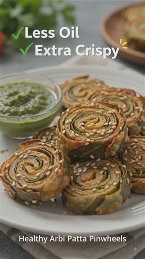 Air Fryer Arbi Patra Recipe | Crispy Arbi Ke Patte Ke Patode | Healthy Patra Recipe | #shorts