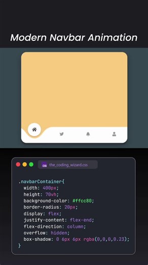 Modern navbar animation 🔥 Modern navbar animation ✨ CSS only. Follow for more frontend UI 🔥 #htmlcss #cssanimation #frontenddeveloper #webdevelopment #uiux