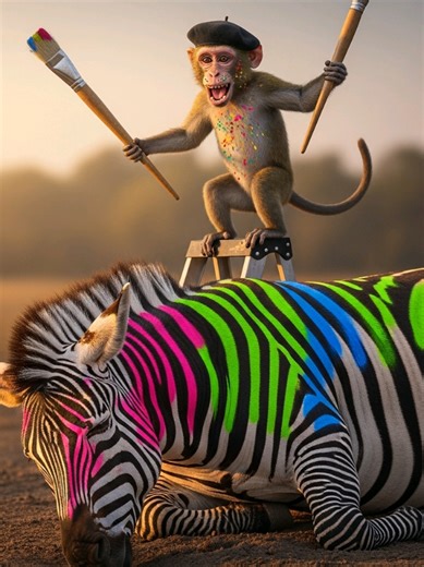 Repainted a zebra's stripes while it was sleeping and waited 😭🦓 The other animals scattering when they see it coming and then the reflection moment destroyed me completely 😭 Follow @wild.laughs for daily wild chaos 🐒⚡ #funnyanimals #animals #fyp #foryoupage❤️❤️ #viralvideos