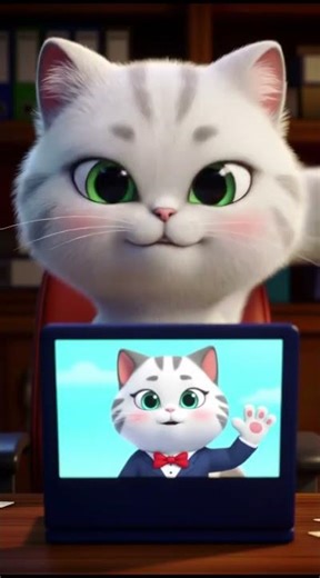 “Office Cat 🐱💻 | Funny White Kitten Working on Computer | Ginger’s World”