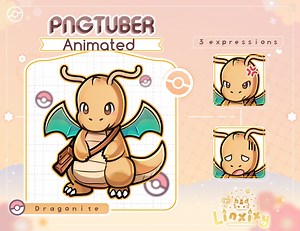 ANIMATED Pngtuber | Dragonite Pokemon [3 Expression] Stream File OBS | Voice Reactive | Twitch PNG Tuber Chibi Dynamic Avatars - Etsy