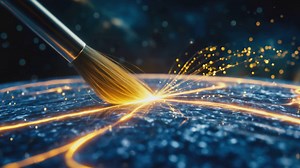 Painting with Light and Gravity Our universe is not made of matter—it is made of encoded light and information. What we observe as reality is the event horizon of an inside-out black hole, a holographic screen composed of Planck-scale qubits. Everything we experience is projected onto this screen through entanglement from a timeless singularity. From that singularity, spinning Quantum State Vectors (QSVs) are emitted—each a beam of rotating light with its own angular frequency ω, phase φ, and or