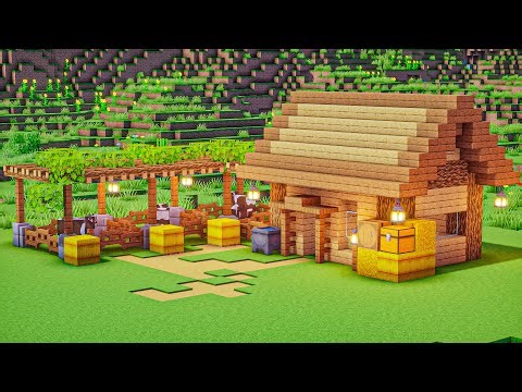 Minecraft Survival Base: Wooden House with Built-In Cow Farm