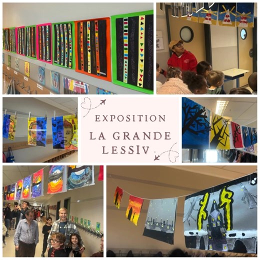 🖼️✨ La Grande Lessive s’est déployée dans notre école ! Comme chaque année, notre établissement a participé à l’exposition La Grande Lessive, un moment artistique et collectif qui rassemble autour d’un même thème 🎨👫 🎯 Thème 2025 : « Nuit et jour, réfléchir les lumières ! » 🌙💡 Les créations suspendues ont transformé notre établissement en galerie à ciel ouvert. Les élèves ont exprimé leur créativité avec enthousiasme… et les parents sont venus nombreux admirer ces œuvres hautes en couleurs 