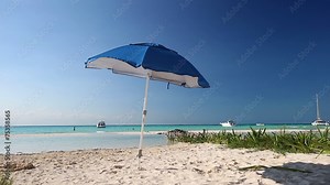 Sun umbrella on caribbean beach, Cancun, Mexico
