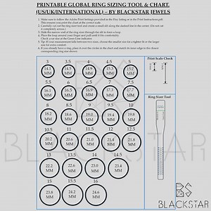 Printable Ring Sizer Tool PDF – Us/uk/international Ring Size Chart – Instant Digital Download – Accurate Ring Measuring Guide – Blackstar - Etsy Australia