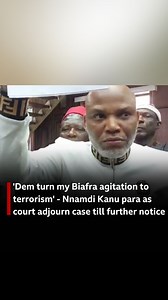 23K views · 10K reactions | Leader of di proscribed Indigenous People of Biafra (Ipob) Nnamdi Kanu para as court adjourn im case until further notice Kanu dey appear bifor Justice Binta Nyako again in company of im lawyers for Abuja. But di judge adjourn di case afta di Ipob leader maintain say im no go stand trial bifor her. Kanu insist say make Justice Nyako remove hersef from im case. | BBC News Pidgin | Facebook