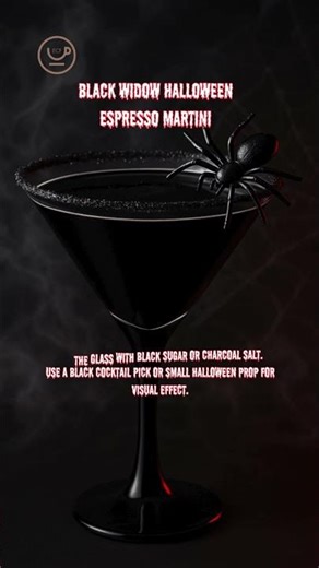 Black Widow Halloween Espresso Martini | Dark Spooky Coffee Cocktail Recipe