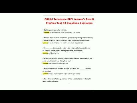 Official Tennessee DMV Learners Permit Practice Test 3 Latest 2025 Questions With Complete Solutions