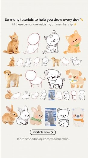 How to Draw Cute Animals in Procreate 🐰 | Art Membership Demos
