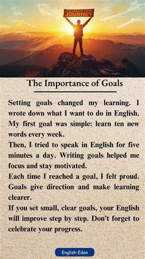 The importance of Goals | Learn English with stories | Shadowing English speaking practice