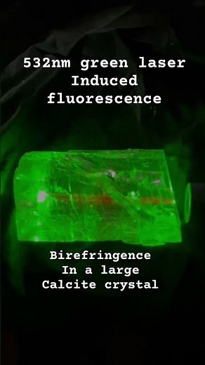 Laser induced Fluorescence in Calcite along with visualising birefringence