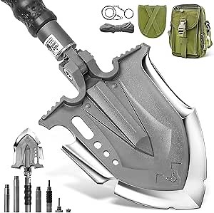 Amazon.com : Zune Lotoo Survival Shovel Multitool 28 in 1 Luxury Kit, Tactical Camping Folding Shovel, Unbreakable Martensitic Steel Adjustable 7 Angles 24-35.4'' Length, Compact Gear for Outdoor Hiking Emergency : Sports & Outdoors