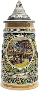 0.55 L | OktoberfestHaus "Herbst" (Fall) In Germany Beer Stein With Lid (#3 In Collection of Four Steins) Collectible Beer Steins and Inspired by Germany Beer Mugs