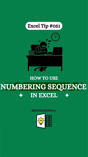 Excel Me Numbering Sequence Kaise Kare 🔥 | Automatic Serial Number Hindi | #excel #microsoft #shorts