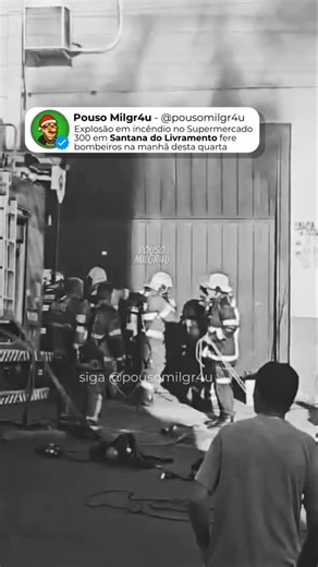 🔥 Santana do Livramento, RS – Um grave incêndio atingiu o Supermercado 300, localizado na Avenida Tamandaré, no centro de Santana do Livramento, na fronteira com o Uruguai, por volta das 6h30 da manhã desta quarta-feira (31/12/2025). ￼ Equipes do Corpo de Bombeiros (brasileiros e uruguaios), da Brigada Militar e do Samu atuavam no combate às chamas quando uma forte explosão aconteceu no interior do estabelecimento, atingindo bombeiros que se preparavam para entrar no local. ￼ Pelo menos cinco b