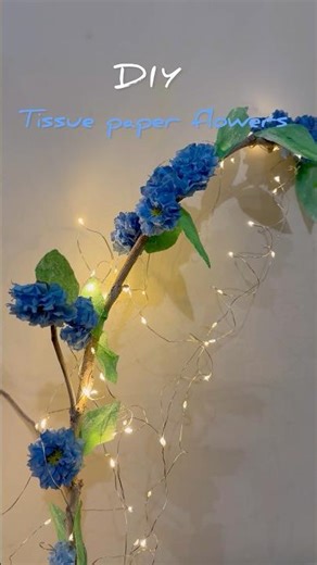 DIY Tissue paper flower|Cherry blossom flower|Blue color flowers|Shorts|Tiny Blooms