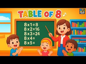 Table of 8 | Multiplication Table of Eight | Table of 8 Song for Kids | Giggle Time Learning