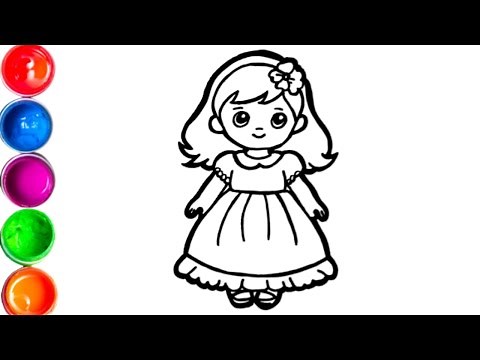 Drawing, Coloring, Painting Cute Baby Doll For Kids & Toddlers | How to Draw a Doll, Easy Tutorial