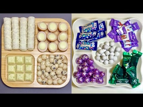 🍫✨ delicious white chocolates & crunchy yummy balls platter ASMR ✨🍫