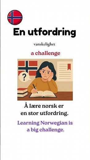 Learn Norwegian: En utfordring. #learnnorwegian #norskkurs #norwegianlanguage #norwegianvocabulary