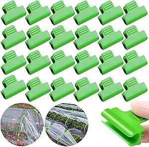 24pcs Greenhouse Clamps, Plant Clips, Garden Film Row Cover Netting Tunnel Hoop Clip for 15-17mm PVC Pole Tubes, Frame Shading Net Rod Clip Fix for Season Plant Extension Support (16mm)