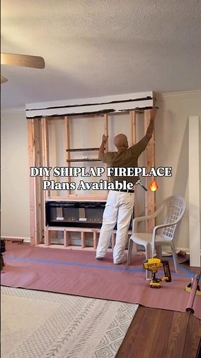 DIY Shiplap Fireplace Wall 🔥 Built in just 3 days.Step-by-step plans available. Comment DIY.