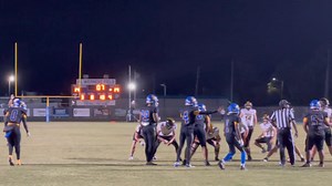Potential Game winning field goal is NO GOOD by Merritt Island. Merritt Island Mustangs and Titusville Terriers are headed to overtime in the State Regional Quarterfinal. 14-14 tied. | Space Coast Daily