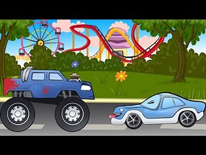 ✔ Monster Trucks for children! Car Garage. Racing in the "City of Cars" Video for Kids.