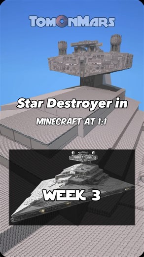 TomOnMars on Instagram: "1:1 Imperial Star Destroyer in Minecraft | WEEK 3 of my insane Star Wars mega-project! 🟥Follow @tomonmars for more Minecraft Star Wars creations and inspiration 🟧Download builds via my Patreon 🟨Check out my YouTube for long-form videos, links in bio Tags🔖- #minecraft #minecraftbuilds #starwars"